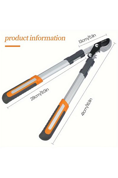 AIRAJ 2046 Bypass Pruning Shears 45 Cm, With Gear-operated Cutting System, Cuts Branches, Thicker Th