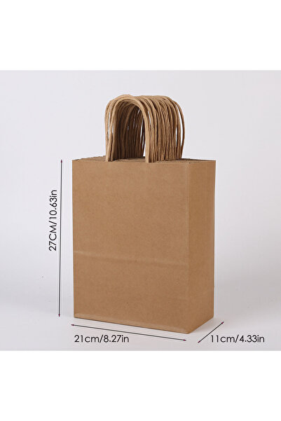 Choice1 حقيبة ورقية كرافت بمقابض، لون جلد البقر، مقاس 27×21×11 سم، 10 قطع/عبو...