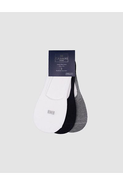 Cabani Bamboo 3-Piece White - Navy Blue - Gray Men's Ballerina Socks