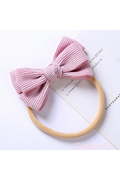 Cinderella Pink Comfortable Striped Ribbon Bow - Rubber Buckle