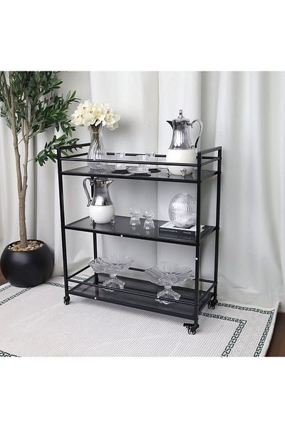 private house Grey Glass Tea and Coffee Trolley