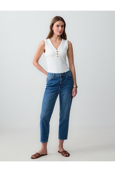 Jimmy Key Mid Rodeo Straight Cut High Waist Regular Leg Denim Trousers