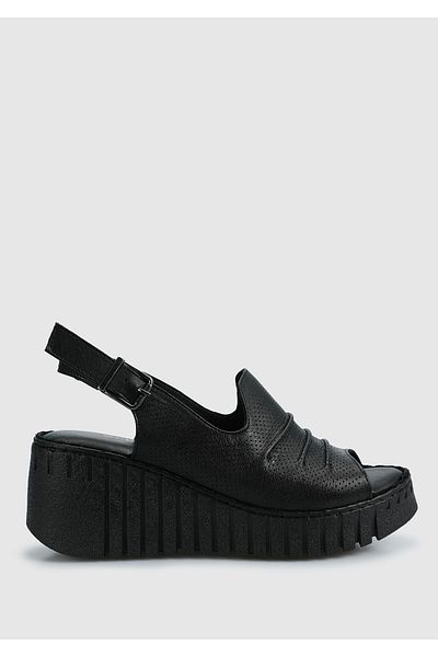 Eclipse Black Leather Women's Comfort Sandals