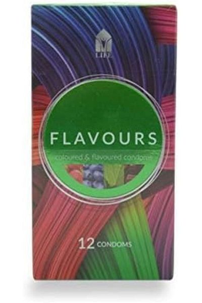 EROTINO Life Flavours Condoms | 12 Units | Coloured & Flavoured for Fun | Assortment of 4 Flavours: Strawber