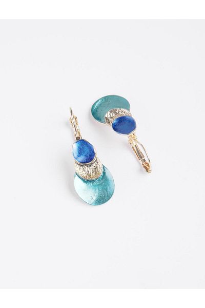 Jimmy Key Blue Triple Round Figured Earrings