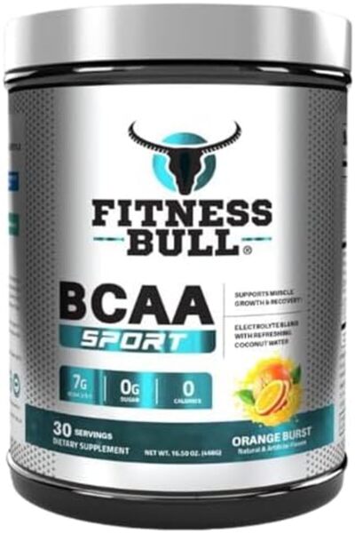 FITNESS BULL BCAA Sport | يدعم نمو العضلات والتعافي | مزيج من الإلكتروليتات م...