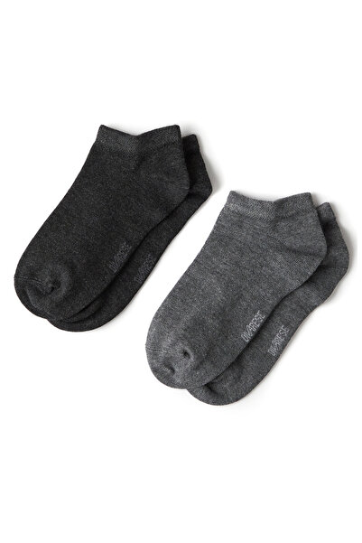 Dıvarese Antrasit Beyaz 2li Kadın Bambu Çorap Seti