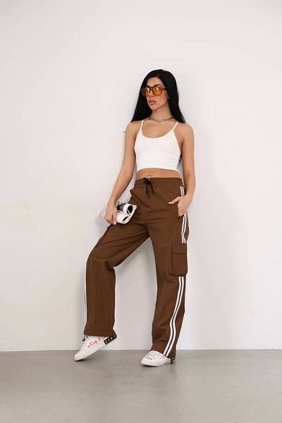 CanselButik Спортен панталон Prashut Fabric с карго джобове - кафяв