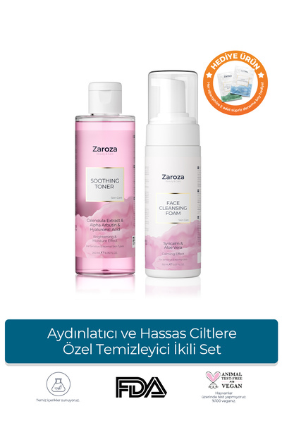 ZAROZA Aydınlatıcı ve Hassas Ciltlere Özel Temizleyici İkili Set