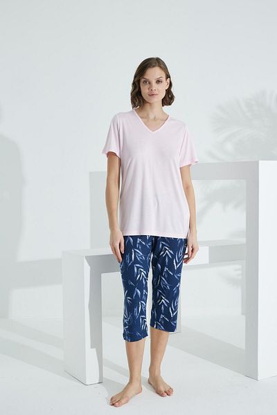 Etoile Bamboo Soft Fabric Short Sleeve Capri Suit 71038