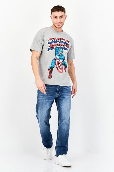 Marvel Men Crew Neck Short Sleeve Graphic Print T-shirt, Grey