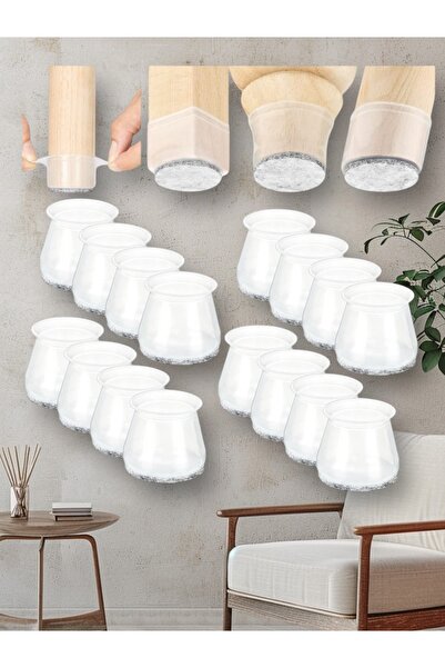 Yenigeldi 4 Adet (15mm -17mm ) Keçeli Ses Önleyen Sandalye Pabuç Mobilya Pabu...