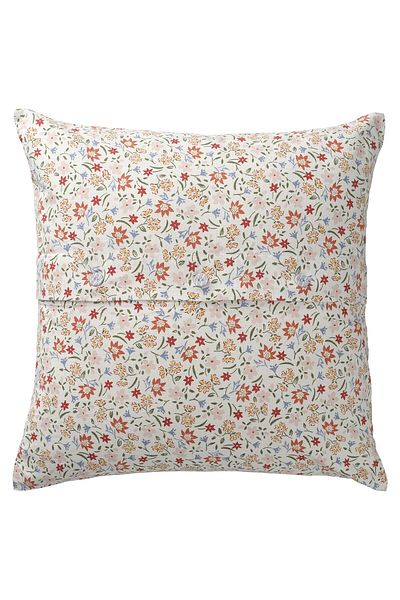 IKEA Gullnattljus Cushion Cover 50x50 Cm – White/ Floral, 50% Recycled Cotton With Button Closure