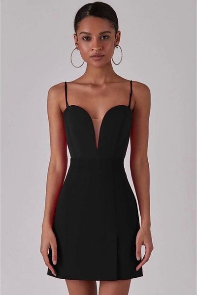 ZAGA Prime Women's Deep V Neck Back Low-Cut Deal Merch Mini Dress