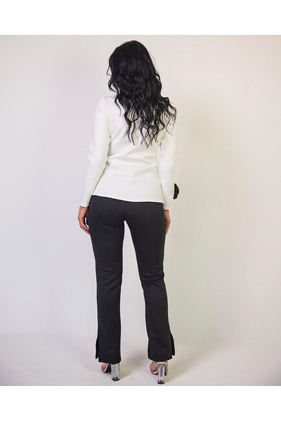 Karll Eva 2-piece suit, polyester, white/black, size 38