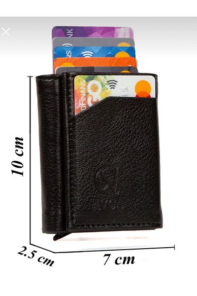 NEFTEE Unisex Mechanized Automatic Slide Faux Leather Card Holder Wallet (7Cmx10Cm)