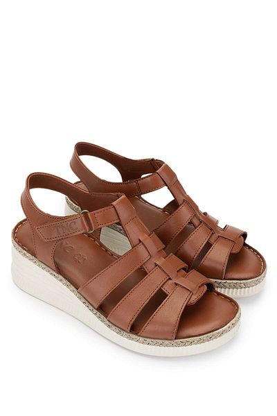 Tamer Tanca Women's Genuine Leather Tan Comfort Sandals