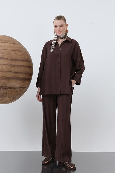 Loreen Women's Robe Button Detailed Short Shirt - 20631Gml - Brown