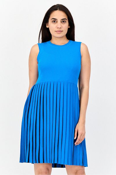 Esprit Women Pleated Casual Mini Dress, Blue