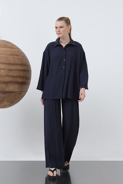 Loreen Women's Robe Button Detailed Short Shirt - 20631Gml - Navy