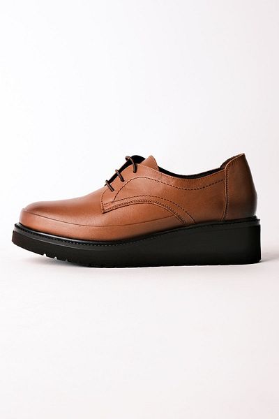 Lal Shoes & Bags Norio Women's Genuine Leather Stitching Detailed Lace-Up Casual Shoes-Tan