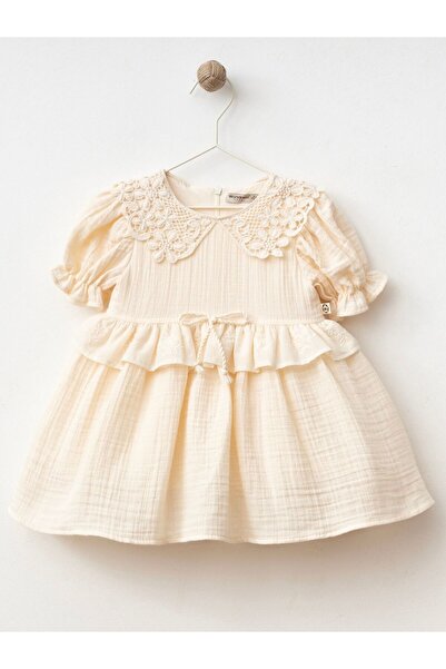 Cherrys Bebek Dantel Yaka Müslin Kız Bebek Elbise