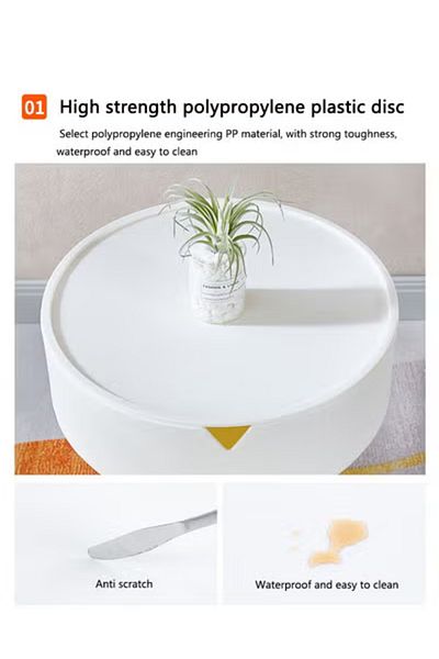 COOYA Round Side Table, With Storage, Modern Design, For Living Room and Bedroom, White