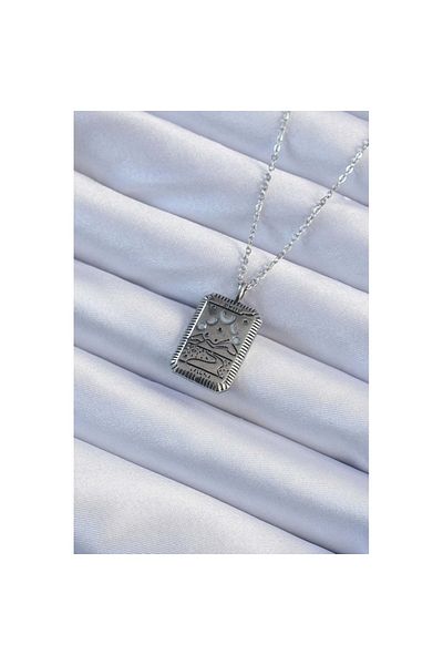Skygo 316L Steel Chain Tumbled Silver Color Moon Figured Tarot Necklace - Tj-Bko9222