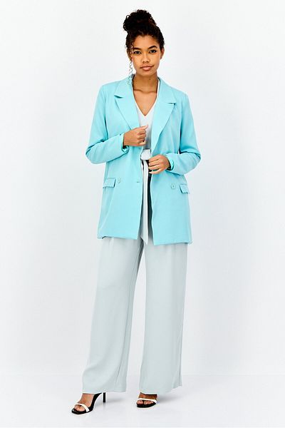 Heartbreak Women Regular Fit Solid Semi Formal Blazer, Turquoise