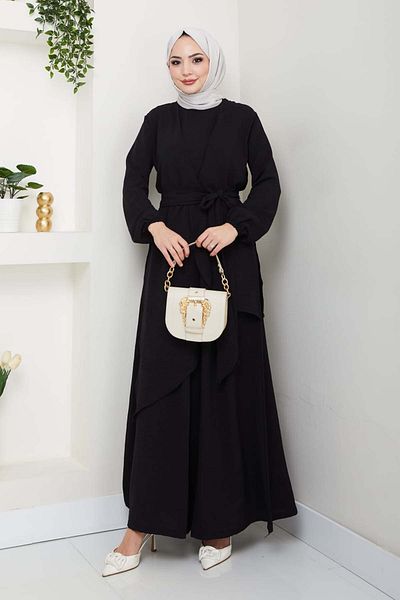 benguen Black 4743 Hijab Double Set