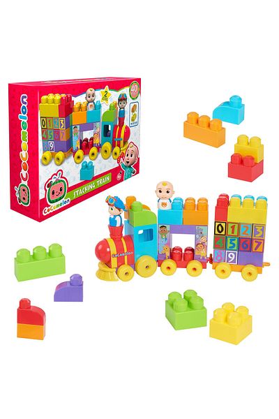 Cocomelon Stacking Train Set – 40 Pc Blocks With Jj & Tomtom, Color & Number Learning Fun