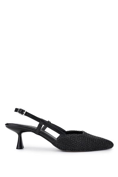 Tamer Tanca Women's Genuine Leather Black Heeled Shoes
