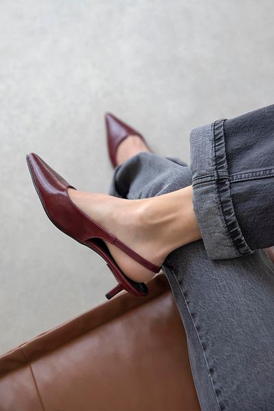 STRASWANS Cuesta Women's Heeled Wrinkled Leather Shoes Light Burgundy