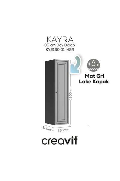 Creavit Kayra Boy Dolabı 130cm Mat Gri