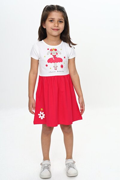 Toontoy Girl's Rabbit Flower Printed Dress