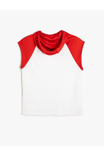 Koton Sport-T-Shirt mit prägnantem Wortaufdruck – ärmellos und mit Kapuze