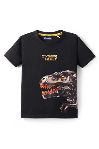 Pine kids تي شيرت باين كيدز من القطن المحبوك بأكمام نصفية مع طبعة نصية "دينو"...