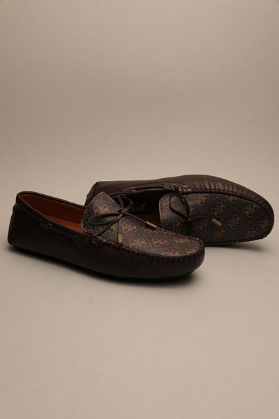 Gondol Loafer clasic pentru bărbați, pregătit din țesătură, maro, model 45