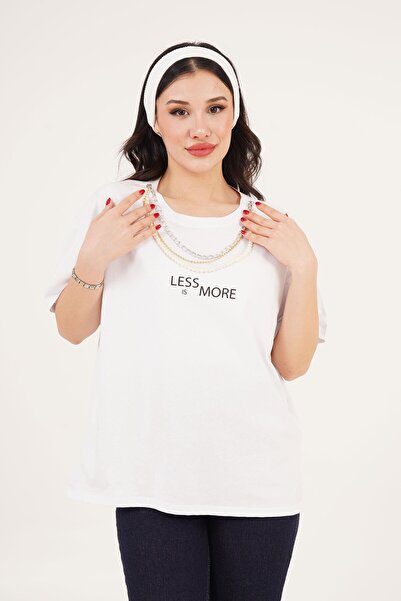 Hipo Trend Ovratnik Sa lančanim detaljem Tekst Štampano Bela majica