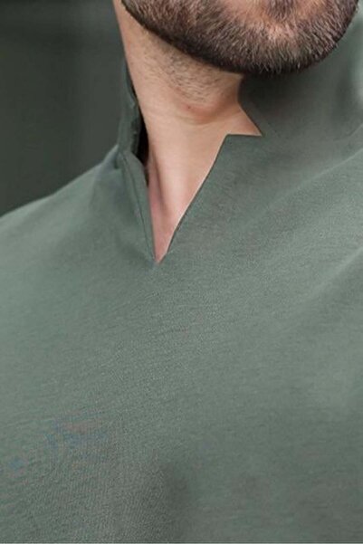 Madmext Khaki Polo Neck Men's Basic T-Shirt E7145