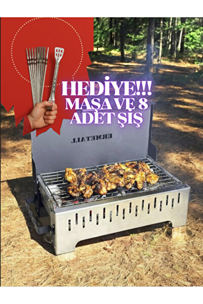 Easy Grill EasyGrill Inox Paslanmaz Kolay Katlanır Portatif  Siyah Mangal