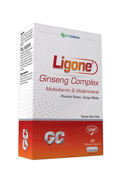 Rcfarma Ligone Ginseng Complex - 30 Capsules Multivitamin Supplement with Turmeric