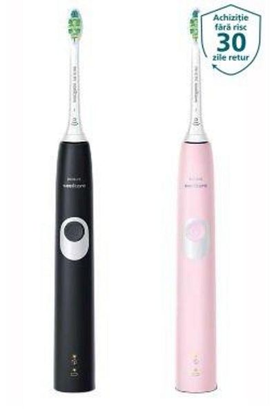 Philips Set duo periuță de dinți electrică Sonicare 4300, 62.000 de mișcări, 2 moduri, 2 carcase