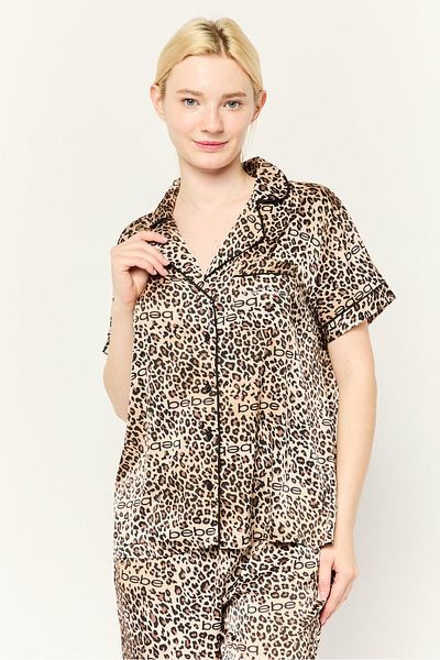 Bebe Women 2 Pieces Animal Print Pajama Set, Multicolor