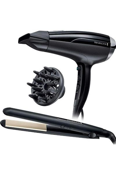 Remington Set Remington D5215GP, Uscator par si Placa indreptat parul, 2300 W, 2 viteze, 180-220C (Negru)