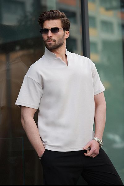Madmext Ανδρικό μπλουζάκι Basic Polo Neck Stone Color E7145