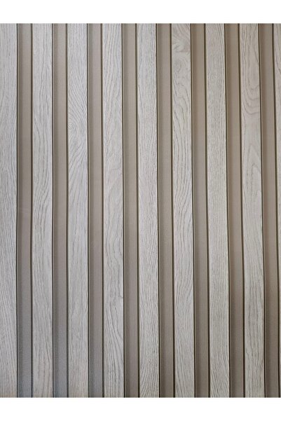 KMS HOME 3 Boyutlu Gri Çıta Panel Görünümlü Silinebilir Duvar Kağıdı 5 M²