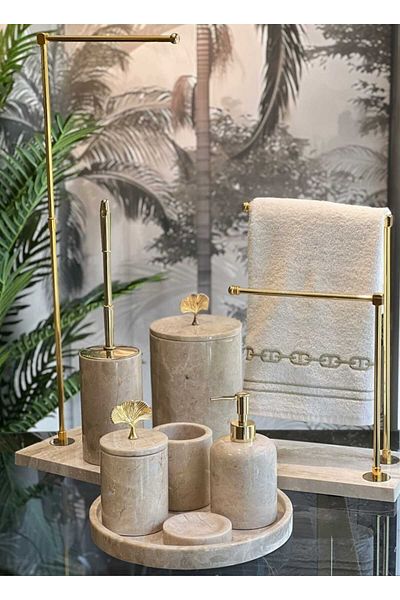 ege gross Marble Bathroom Set - 9 Pieces - Marble Wc Napkin Holder