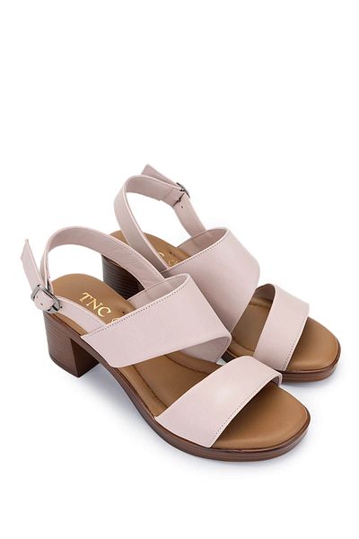 Tamer Tanca Women's Genuine Leather Powder Heeled Sandals