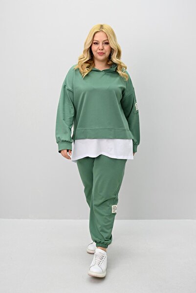 Koza Butik Γυναικείο Σετ Φούτερ με μακρυμάνικο καπάκι από καουτσούκ 8180-25